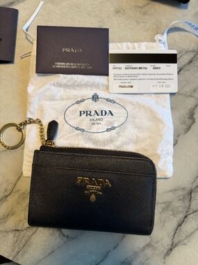 Prada Saffiano leather keychain wallet, USED